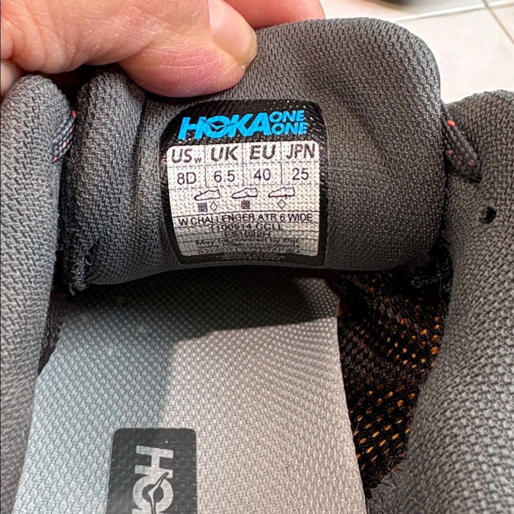Hoka One One Challenger ATR 6 Gray and Orange Athletic Shoes size Women’s size 8 - Picture 6 of 11